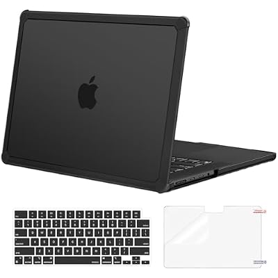 MOSISO Compatible with MacBook Pro 14 inch Case M5 2026 M4 M3 M2 M1 2025-2021 A3427 A3426 A3434 A3112 A3185 A3401 A2918 A2992 A2779 A2442,3 in 1 Kit Anti-Crack Hard Shell with TPU Bumper, Black