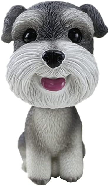 Dog Bobblehead Schnauzer Mini Figurine Bobble Head Dogs Car Dash Ornament Cute Shaking Head Nodding Dog Puppy Figurine for Car Vehicle Decoration