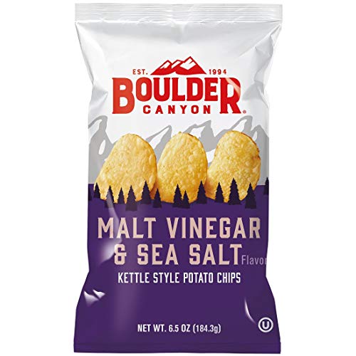 Boulder Canyon Malt Vinegar & Sea Salt Kettle Style Potato Chips, All Natural, 6.5 Ounces Pack Of 12