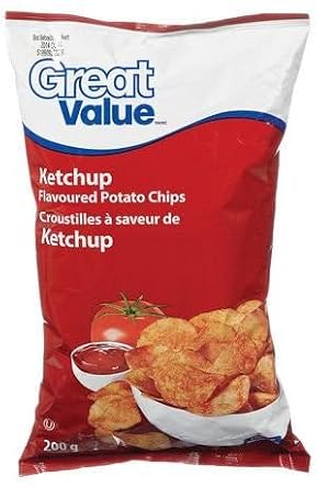 Great Value Ketchup Flavoured Chips 1 Large Bag -(Imported From Canada)