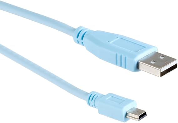 CablesAndKits Compatible Cisco Console Cable USB, 6ft Light Blue, A to Mini B, Replacement for Cisco CAB-Console-USB, 37-1090-01, for Routers, Switches, Firewalls