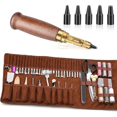 Leather Craft Tools with Custom Storage Bag Leather Carving Tools Leatherworking for Cutting Punching Sewing Carving Stamping