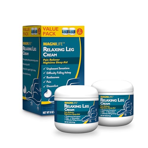 MagniLife Relaxing Leg Cream, 4 Oz 2 Pack, Fast-Absorbing Topical Moisturizing Cream with Lavender & Magnesium, Non-Greasy, Bedtime Body Care