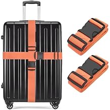 BILIONE Luggage Straps, 79" Long Belts Keep Suitcase Secure While Traveling, TSA Approved Add a Bag Premium Accessory for Travel Bag Closure (2PCS Orange)