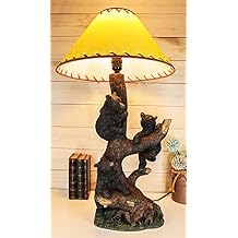 Ebros Whimsical 3 Adventurous Black Bear Cubs Climbing Stunted Tree Table Lamp Statue with Shade 26.25"High Mountain Wildlife Woodland Rustic Cabin Lodge Decor Forest Bears Family Desktop Lamps