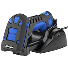 Alacrity Upgraded 2D Industrial Barcode Scanner with Wireless Charging Stand, 1968 Feet Transmission Distance 433Mhz Wireless &amp; Bluetooth 2in1 Barcode Reader, Shock Dust Proof Hands Free, Green