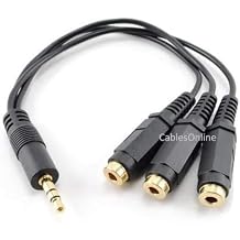 CablesOnline 3.5mm (1/8") TRS Male Plug to 3X Female Stereo Audio Splitter, (AV-Y01F3)
