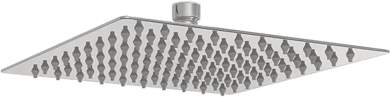 Rain Shower Head 304 Stainless Steel Square 20 x 20 cm with 100 Nozzles, Silicone Nozzles, Anti-limescale Function, Wall and Ceiling Mounting, Water-Saving, for Bathroom, Wellness Shower