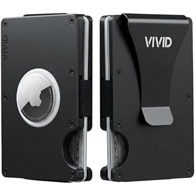 VIVID AirTag Wallet for Men - Slim, Modern, RFID Blocking, Scratch Resistant, Credit Card AirTag Holder, Easy Access Cards, Money Clip, Mens Wallet Black