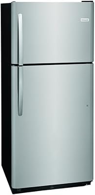 Frigidaire FFTR2021TS 30 Top Freezer Refrigerator with 20.4 cu. ft. Total Capacity 2 Full Width Glass Refrigerator Shelves 1 Full Width Wire Freezer Shelf Reversible Door and 2 Crisper Drawers in Stainless Steel