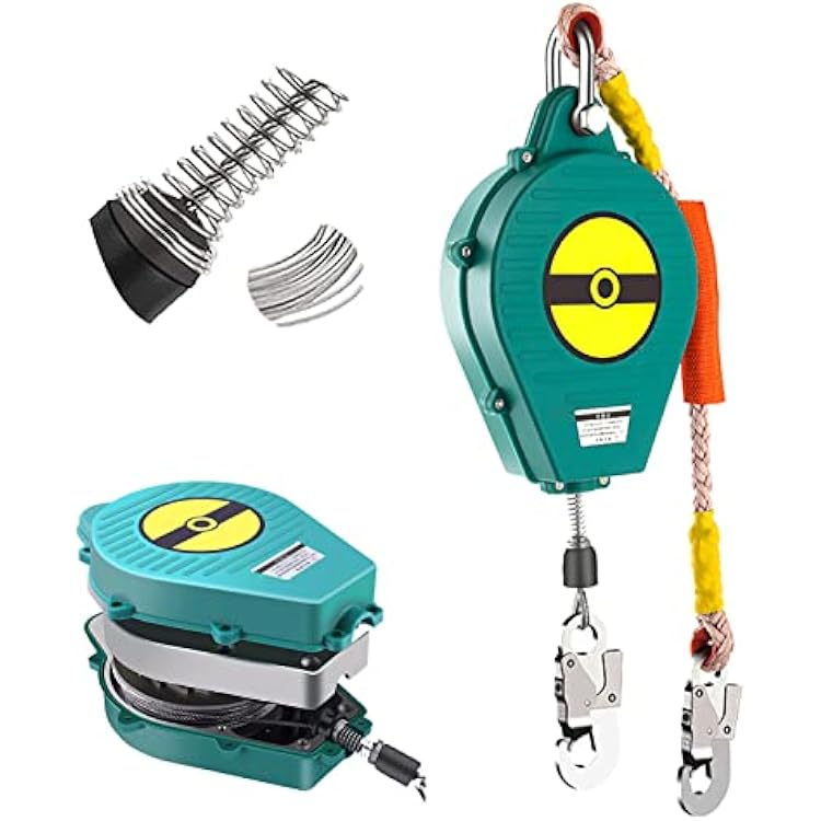 Self Retracting Lifeline, Harness Fall Protection Lanyard 3m5m7m10m15m20m30m Optional, Rebar Hook Fall Arrest Kit, Safe and Reliable Retractable Safety Lanyard,3m