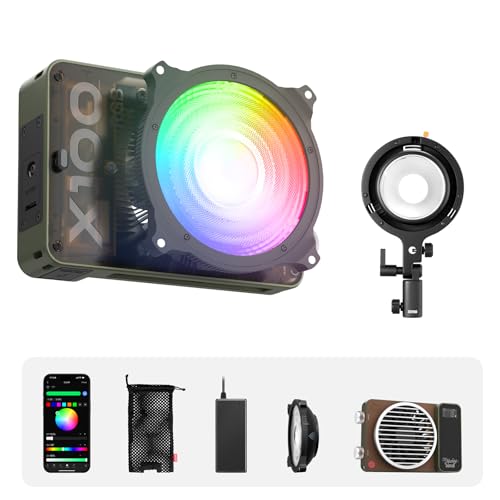 ZHIYUN MOLUS X100 RGB Standard with ZHIYUN Bowens Mount Adapter 100W Video Light [Official] V2 Upgraded Version Professional Photography Light Portable Continuous Output Lighting 2500K~10000K CRI95 T