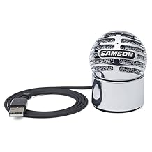Samson Meteorite Ultra-Portable USB Condenser Microphone for Laptop Plug & Play Mic for Zoom, Skype, YouTube & Working from Home Magnetic Base & Mobile Compatible (Silver)