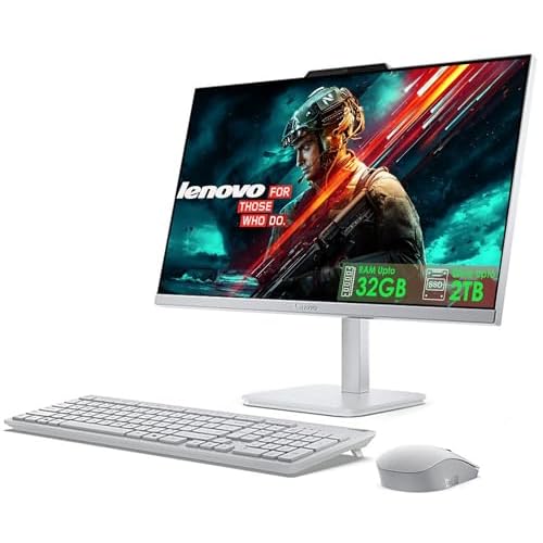 Lenovo 24 All in One Desktop with Office 365 for The Web, Intel Ultra-Fast 4-Core, Full HD Display, 16GB RAM, 1TB Storage512GB SSD & 512GB External Drive, Wi-Fi 6, Win 11, Wireless KB & Mouse