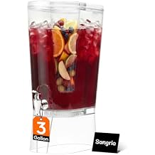 Lifewit 3 Gallon Drink Dispenser for Parties, Large Plastic Beverage Container for Juice/Tea/Soda with Stand & Ice Core, Clear Lemonade Dispenser with Spigot, BPA Free Water Pitcher for Hosting