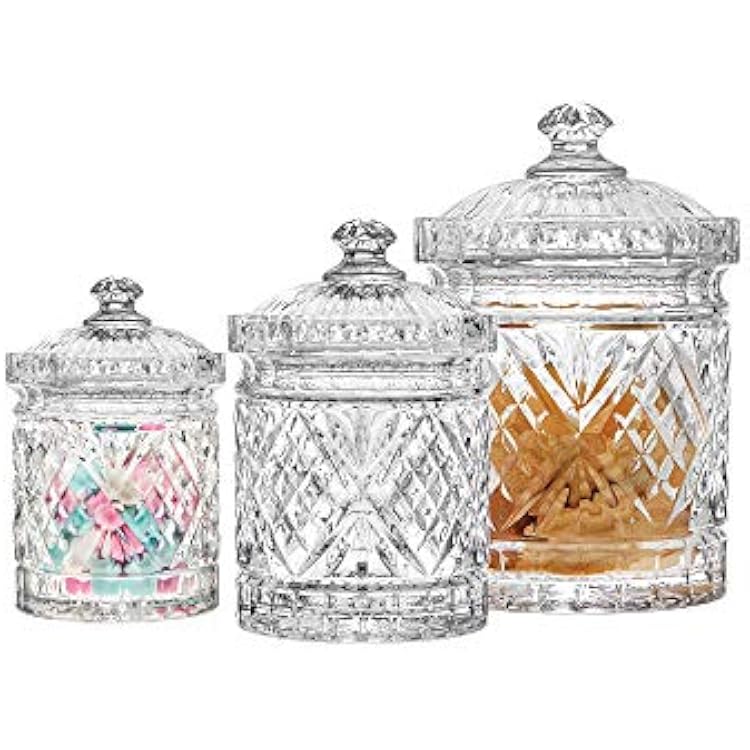 Godinger Canister Set, Crystal Glass Canisters Food Storage Candy Jars - Dublin Collection, Set of 3