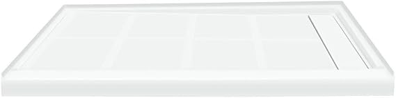 Transolid FL4836R-31 Linear 48-in W x 36-in L Rectangular Alcove Concealed End Drain Shower Base with Right Hand Drain, White