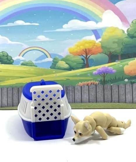 3D Printed Dog with Dog Kennel, 3.5" Articulated Chihuahua Puppy Animal, Man's Best Friend, Fidget Animal Toy, Office and Home Decor - ADSET3-CHI-BK