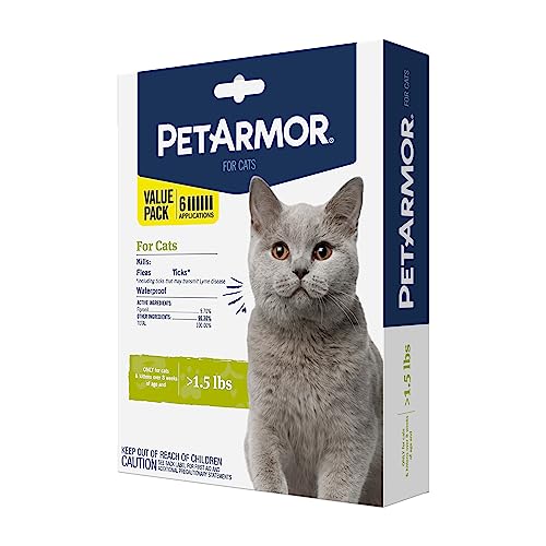 PetArmor for Cats, Flea & Tick Treatment for Cats Over 1.5 Pounds, Includes 6 Month Supply of Topical Flea Treatments