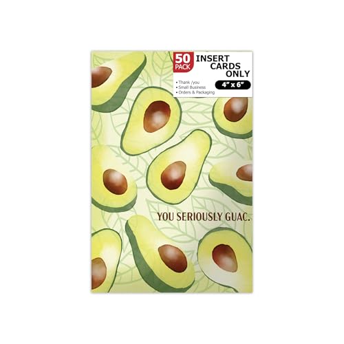 Pro Supply Global 50 Count of Large 4x6 You Seriously Guac Avocado Thank You Insert Cards Without Envelopes For Small Online Business - Displays Customer Appreciation - For Baby Showers and Weddings