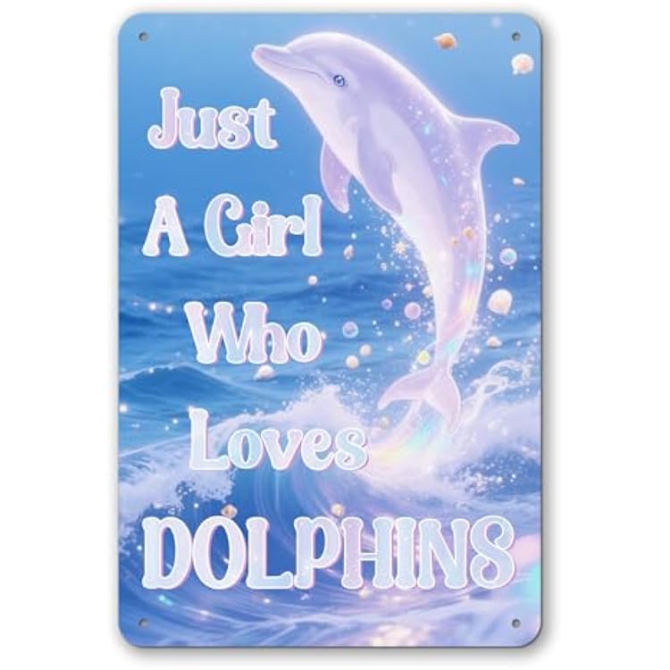 Dolphin Gifts for Women Dolphin lovers Themedd Gift Funny Tin Sign Christmas Birthday Gifts for Girls Home Living Room Bedroom Bathroom Wall Art Poster Decorative Sign Accessories Wall Decor