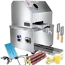 INTSUPERMAI Commercial Sugar Cane Press Juicer Machine 24V (110V Power Supply) Electric Sugarcane Juice Extractor with Battery Box & Charger, Battery not included