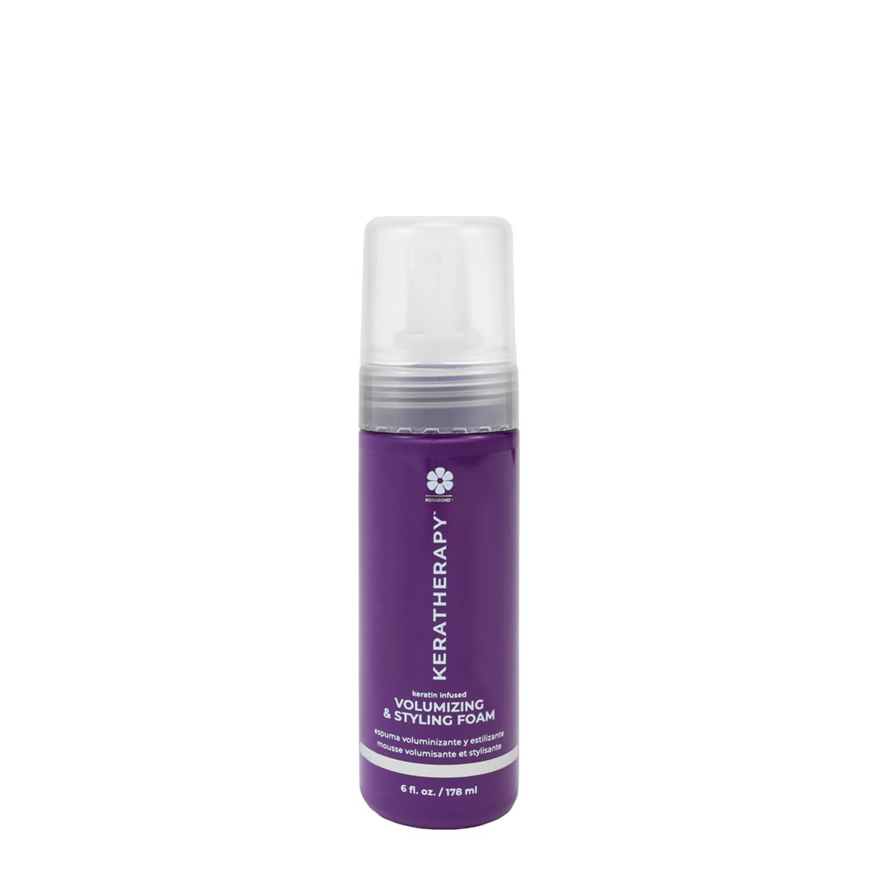 KERATHERAPY Keratin Infused Volumizing Nourishing Styling Foam, 6 fl. oz., 178 ml - Hair Styling Foam with Sunflower Oil, Linseed Oil, Olive Fruit for Shine & Frizz Control - Volumizing Mousse