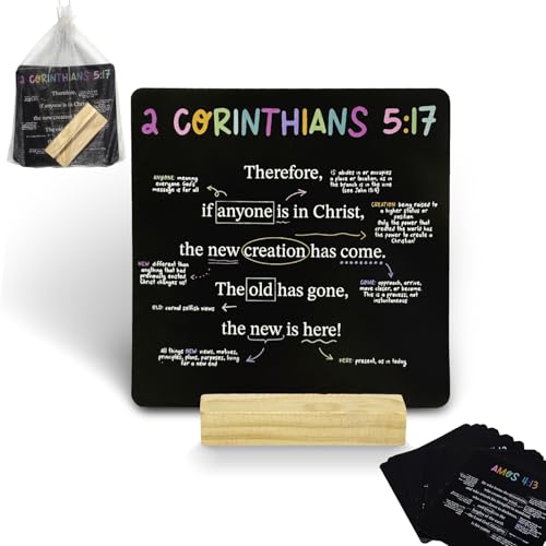 52 PiecesSet Scripture Memory Cards with Wooden Stand,Colorful Daily Bible Memory Verse Cards Christian Graduation Faith Gift