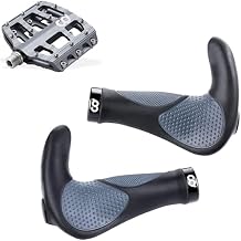 CyclingDeal BMX/MTB Pedals Grey and Grips with Bar Ends - Bundle