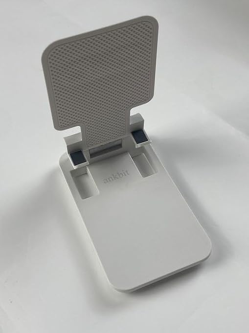 Ankbit Adjustable Phone Holder, Portable Stand with Foldable Legs, White