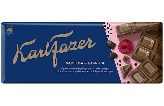 Fazer Karl Fazer Raspberry & Liquorice milk Chocolate 20 bars of 200g 142oz