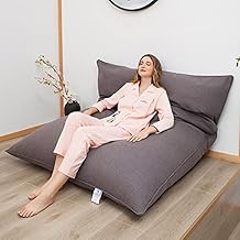 Bean Bag Chair Cover Living Furniture Big Soft Fluffy(Only Cover, No Filler) Giant Bean Bag Chair, Living Room Lazy Sofa Bed Cover,Dark Gray,110140CM