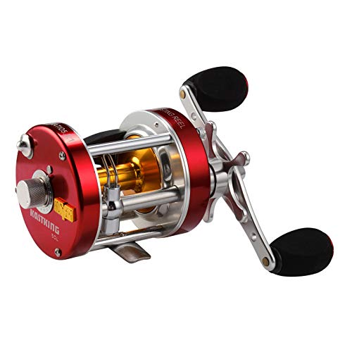 KastKing Rover Round Baitcasting Fishing Reel, Perfect Conventional Reel for Catfish, SalmonSteelhead, Striper Bass and Inshore Saltwater Fishing Reel, Reinforced Metal Body