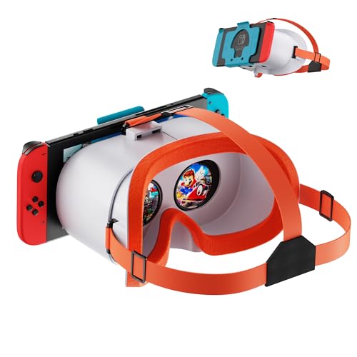 VR Headset for Nintendo Switch & Switch OLED, Upgraded Switch Virtual Reality Glasses with Adjustable HD Lenses and Comfortable Head Strap, Labo VR Kit 3D Goggles for Switch Accessories