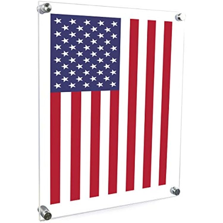 Floating 11x14 Clear Acrylic Picture Frame for Canvas Photo Certificate Degree Document,11 by 14 Picture Frames Non Glare Frameless,Vertical,Horizontal Display on WallFull Frame 13x16inch
