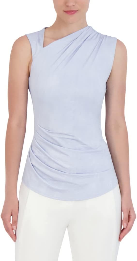 BCBGMAXAZRIA Women's Asymmetrical Neck Sleevless Knit Top