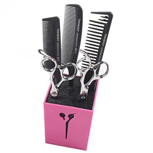 OLizee Professional Acylic Salon Scissors Holder Box Hairdressing Combs Clips Organizer Rack for Hair StylistPink