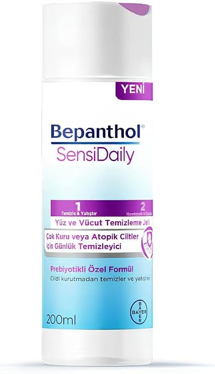 SensiDaily Yüz ve Vücut Temizleme Jeli 200ml - SensiWash Çok Kuru Atopik Ciltler, Günlük Vücut Bakım