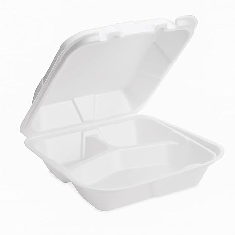 Concession Essentials- Foam Containers 3 Compartment / 9" x 9" x 3.5" - Pack of 15ct