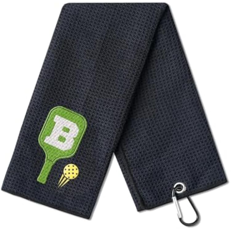 Embroidered Pickleball Towel, Funny Gift for Pickleball Lovers, 16x 24 Microfiber Towel, Initial B