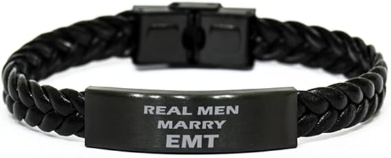 EMT Leather Bracelet Gifts for EMT Real Men Marry Braided Leather Bracelet Gifts Personalized Gifts for Husband Birthday Funny Leather Bracelet,au1683