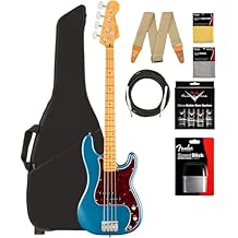 Fender American Professional Classic Precision Bass - Faded Lake Placid Blue Bundle with Gig Bag, Strap, Cable, and Guitar Cleaning Kit