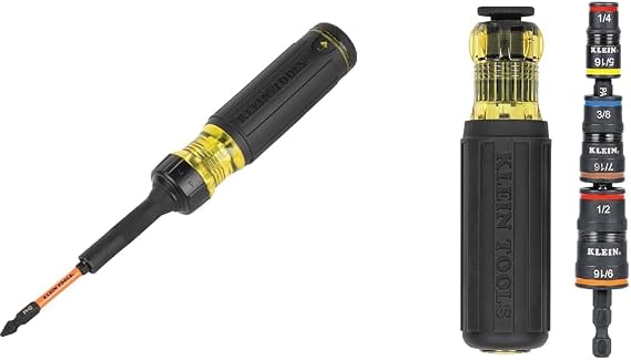 Klein Tools 13-in-1 Ratcheting Screwdriver and 7-in-1 Impact Flip Socket Set with Handle
