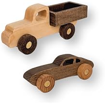 BUSY PUZZLE Wooden Toy Car and Truck Set Montessori Toys for Toddlers Handmade from Natural Wood Gift for Boys and Girls