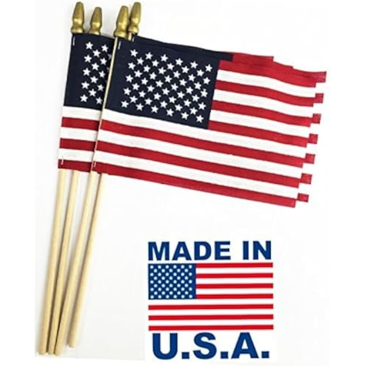 GIFTEXPRESS 12-Pack, Proudly MADE IN U.S.A. 8x12 Inch Spearhead Handheld American Stick FlagsGrave marker American FlagsUSA Stick Flag 12