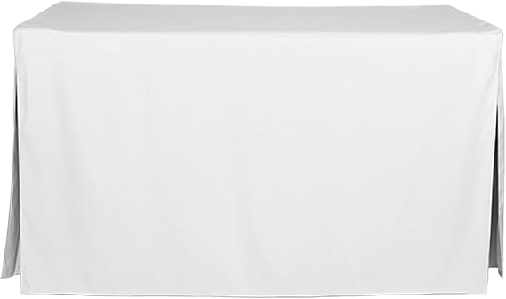 Tablevogue Event Linens Washable Microfiber 5' Foot Fitted Tablecloth Cover for Rectangular Buffet Table, Parties, Holiday Dinner & More, 5 Rectangle, White (Model Solid)