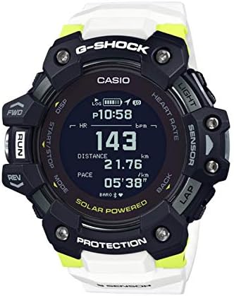 Casio Mens G-Shock Move, GPS Heart Rate Running Watch, Quartz Solar Assisted Watch with Resin Strap, White, Model: GBD-H1000-1A7