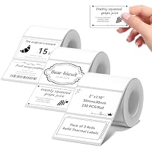 NIIMBOT B1/B21/B3S K3 Labels, 3 Rolls, 2'' x 1.18'' (50x30mm), Food & Personalized Labels for Home/School/Office