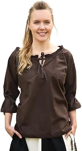 Battle-Merchant Medieval Blouse Birga, 3/4 Sleeves Renaissance Peasant Blouse, Pirate Costume, Women Renaissance Shirt