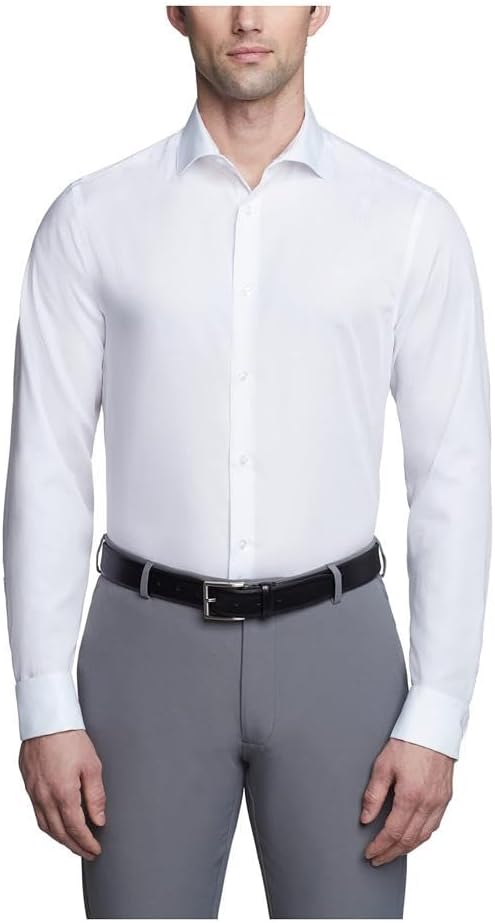 Calvin Klein Men's Slim Fit Non Iron Solid French Cuff Dress Shirt -